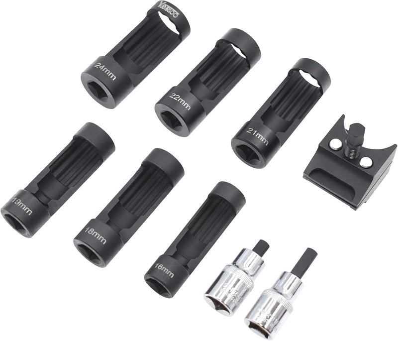 Yuesstloo 9pcs Strut Nut Socket 16mm 18mm 19mm 21mm 22mm 24mm with 12 Point 1/2" Drive, Suspension Strut Spreader Socket Tool Kit Shock Absorber Tool Suspension Strut Split Hub/Knuckle Spreader Tool - Image 2